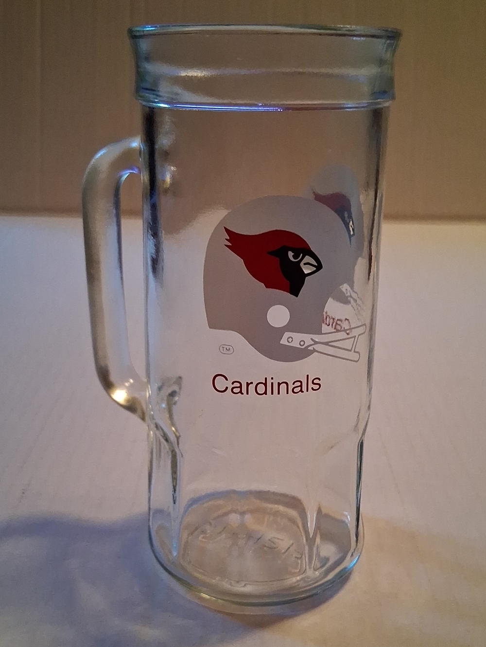 Cardinals Glass Beer Mug - Clear with Red Logo